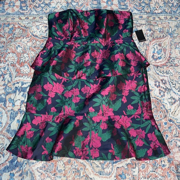 Eloquii Floral Double Peplum Strapless Cocktail Dress SZ 18 NWT - Picture 3 of 7